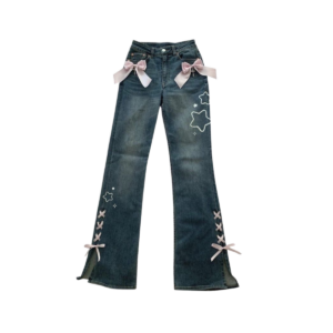 Pink Bow Pocket Ribbon Jeans