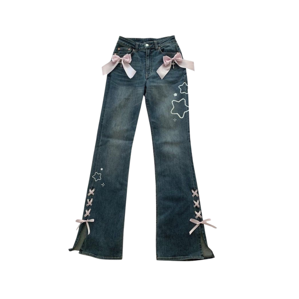 Pink Bow Pocket Ribbon Jeans
