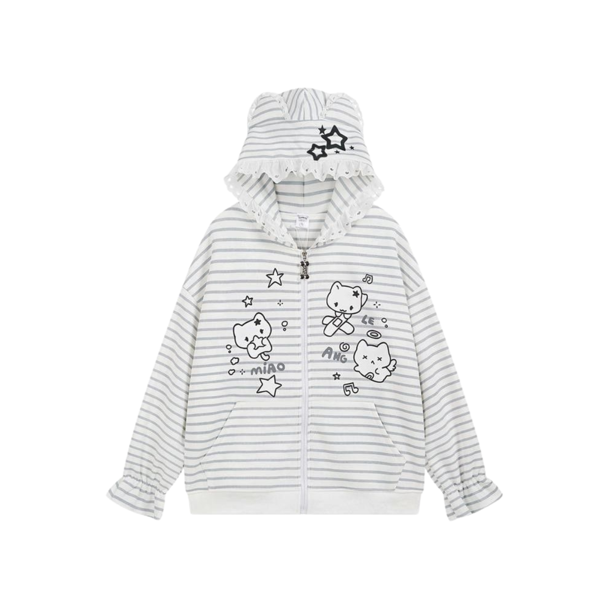 Triple Cat Striped Zip Hoodie