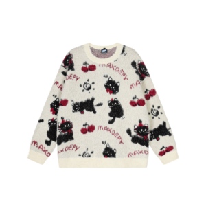 Cherry Allover Black Sweater